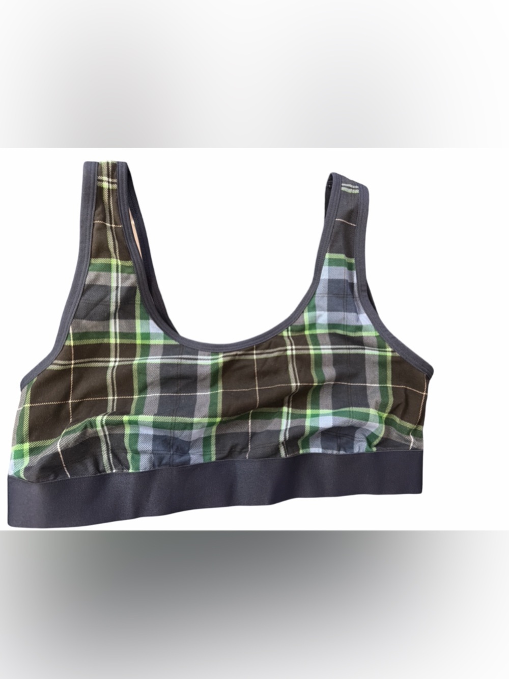 Auden Plaid Cotton Scoop neck Unlined Bralette XL NWT